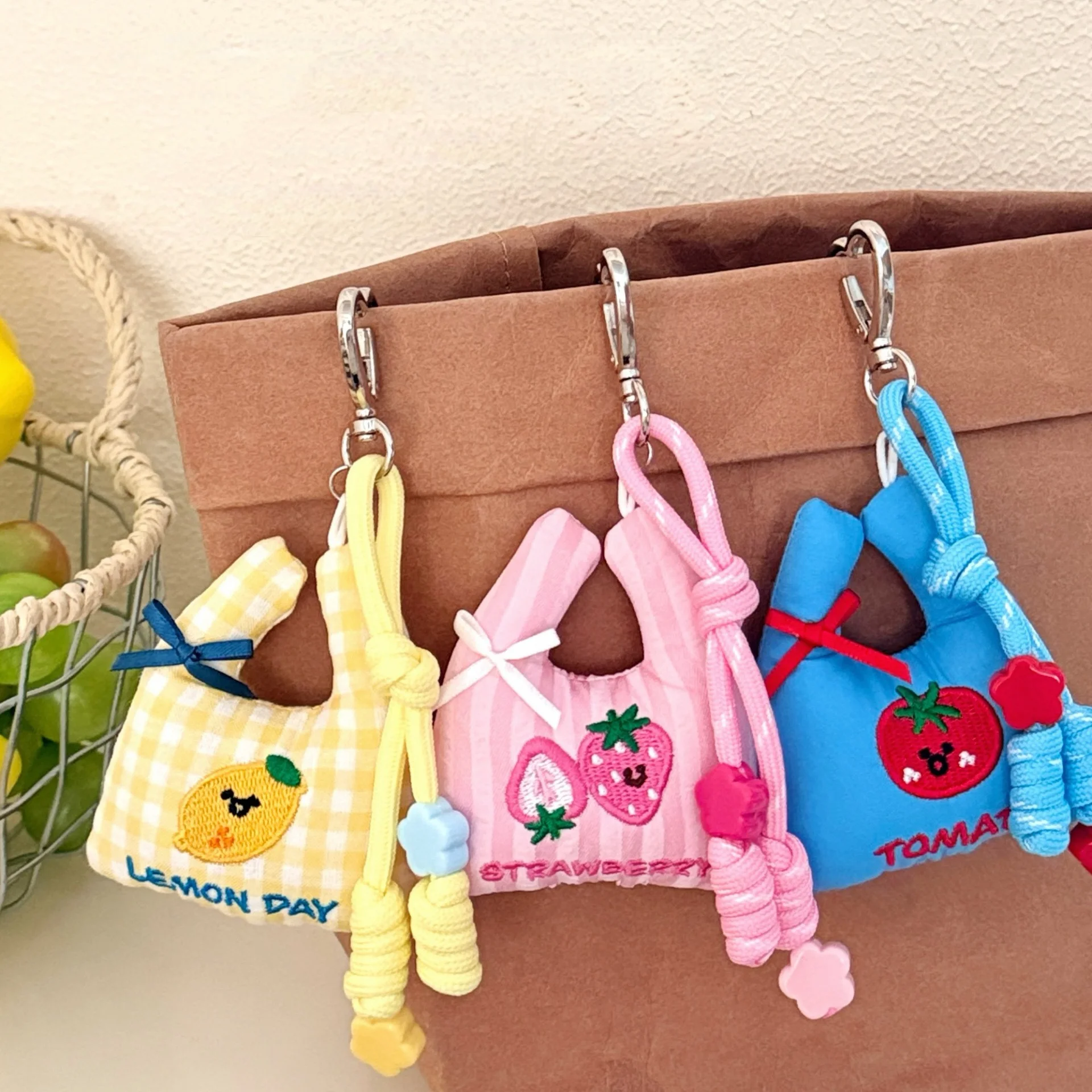 1/4 Uds. Lindo bolso de compras de frutas colgante mochila decoración colgante llavero colgante
