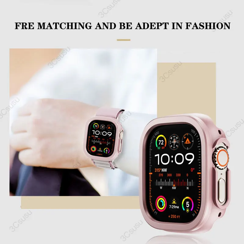 Aluminum Alloy metal +TPU Case For Apple Watch Ultra 49mm 45mm 41mm Bumper Frame Housing Protector iWatch Series SE 9 8 Ultra 7