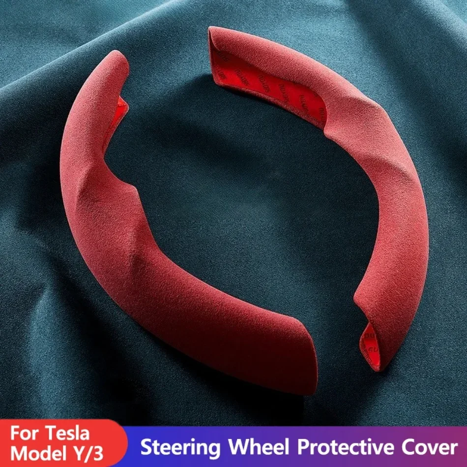 

Suede Steering Wheel Cover for Tesla Model 3 2021-2023 Y 2017-2025 Anti-skid Breathable Protective Cover Auto Accessories