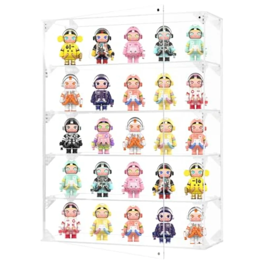 

Acrylic Display Case 5 Tier Clear Display Case for Mini Funko Pop Figures Wall Mounted or Desktop Dustproof Display Cabinet Box