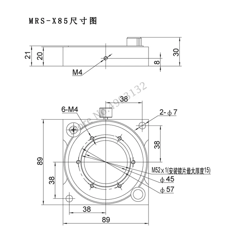 MRS-X85 Manual Rotary Table 85 Rotary Stage Central Hole M52X1 Can Quickly Adjust the Angle