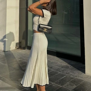 Casual Top und Faltenröcke für Frauen, kombinierte Sets, schicke Maschen, weißes Netz, elegant, 2 Stücke 12 Hauptverkäufe von Branco Branco - №12