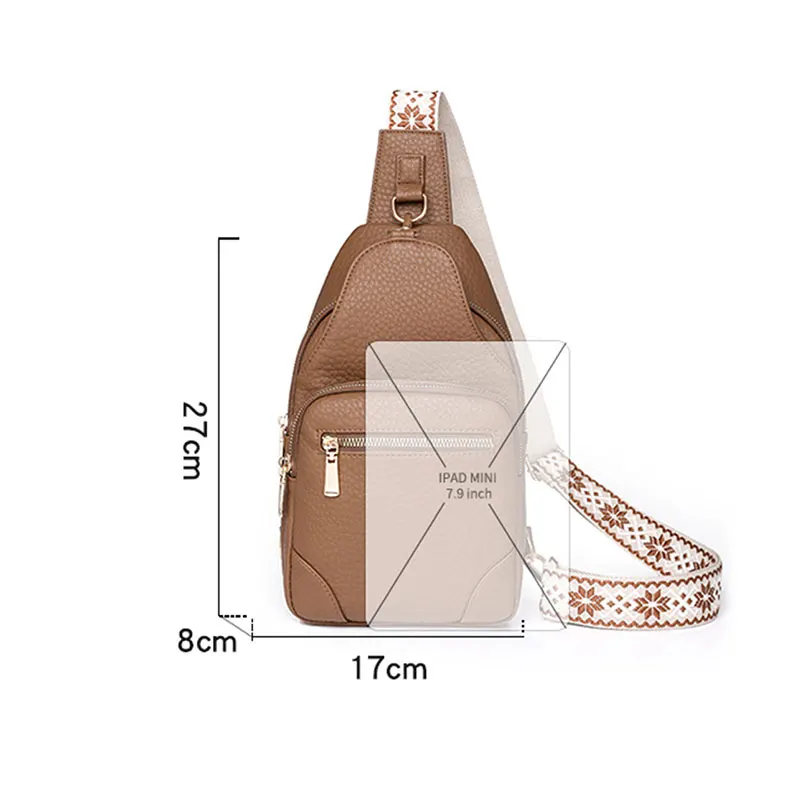 Women PU Leather Chest Bag High Quality Shoulder Bag New Casual Women\'s Crossbody Messenger Fashion Female Purse 2024 Sac A Main