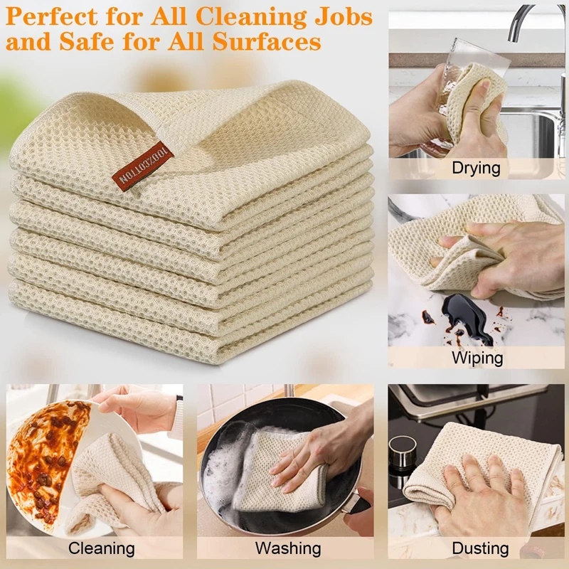 100% Cotton Kitchen Towel Ultra Soft Cleaning Cloth Waffle Honeycomb Cleaning Cloth Household Kitchen Accessories