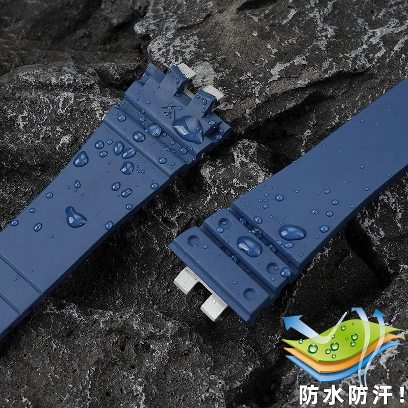 Für Casio GMW-B5000 GM-B2100 MRG-B5000 FKM Uhrenarmband mit GMW B5000 Herren Modify FKM Armband Schwarz Blau Fluorkautschuk Uhrenarmband