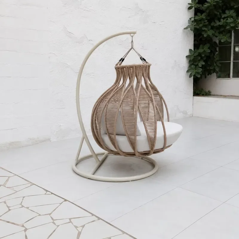 Outdoor Garden Swing Chair Weather Resistant Egg Rattan Hanging Chairs Patio Swings for Hotel, Villa & Resort Projects
