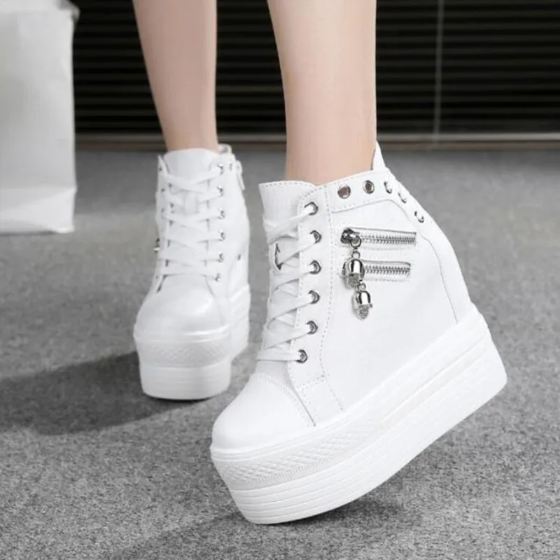 NEW Classic Hidden Heels Platform Sneakers Women\'s Breathable Wedge Canvas Shoes Woman Casual Ladies Boots Autumn Zapatos Mujer