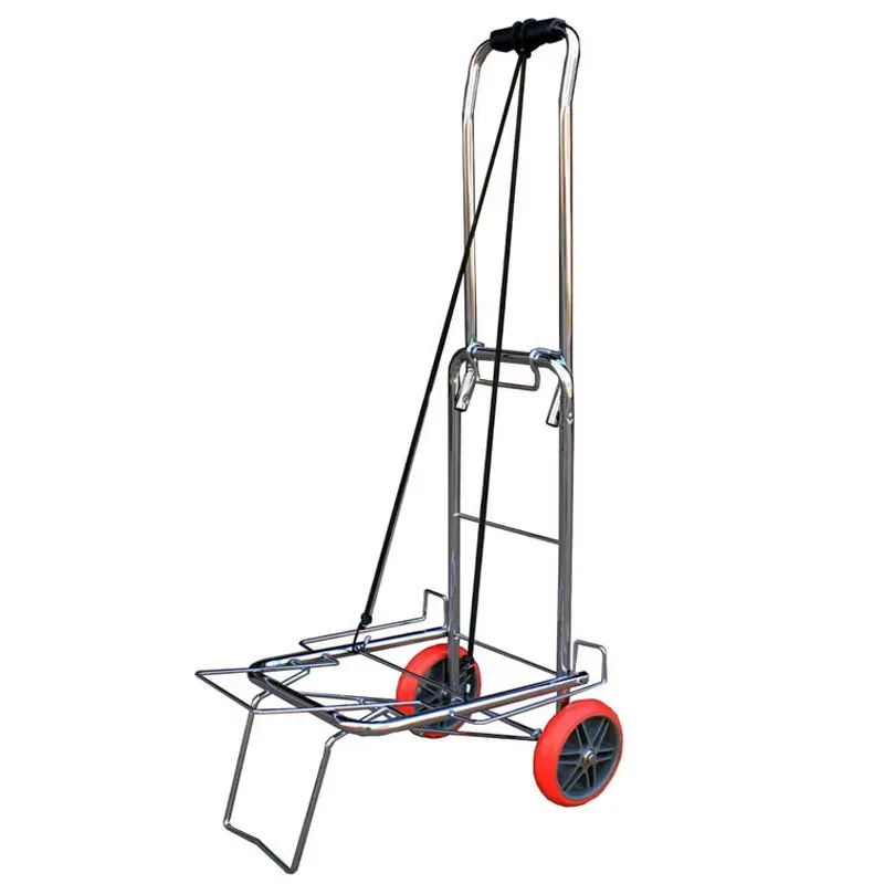 2-Wheel Foldable Hand Trolley, Portable Push Cart, Wheeled Luggage & Cargo Carrier for Household