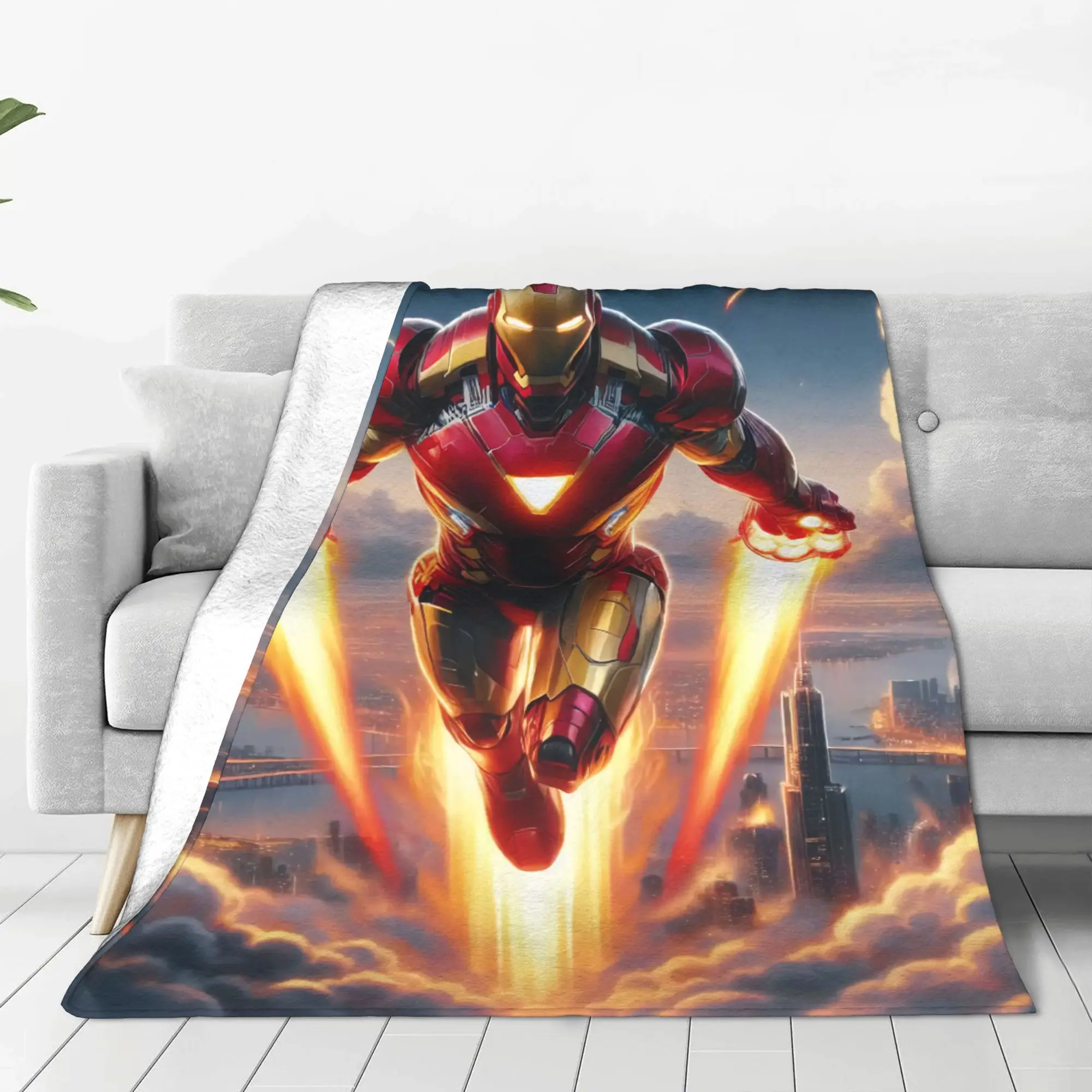 

Iron Man Blanket Quality Super Soft Throw Blanket Autumn Kids Adult Living Room Fluffy Bedspread