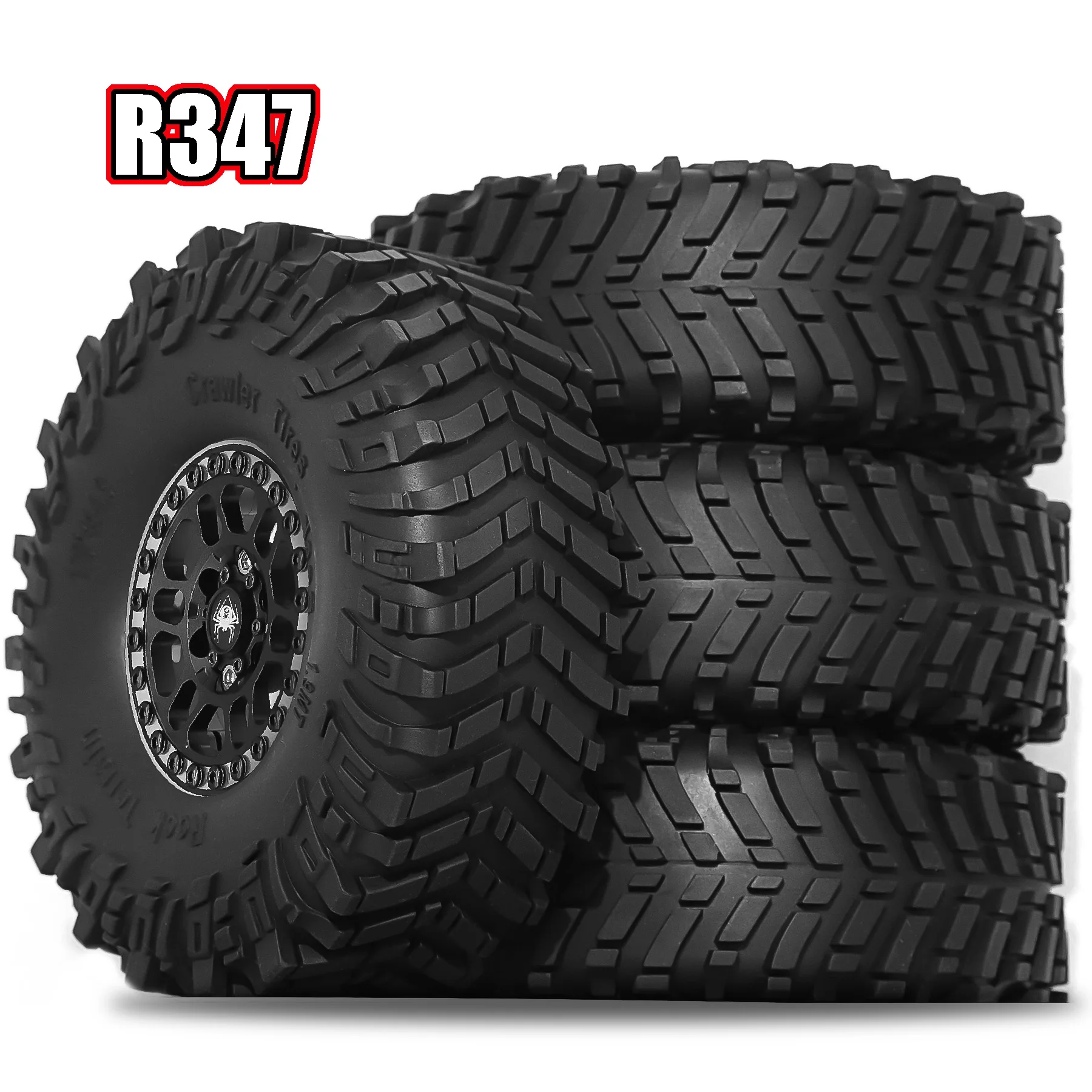 1.9 Beadlock Wheels and Tires Set for 1/10 Crawler Car SCX10 SCX10 II III D90 TF2 CC01 TRX4 TRX 4pc