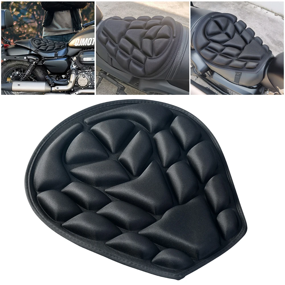 Funda de almohada de aire para motocicleta, funda de asiento transpirable para motocicleta, cojín con absorción de impacto, sillín de descompresión para viajes y ciclismo