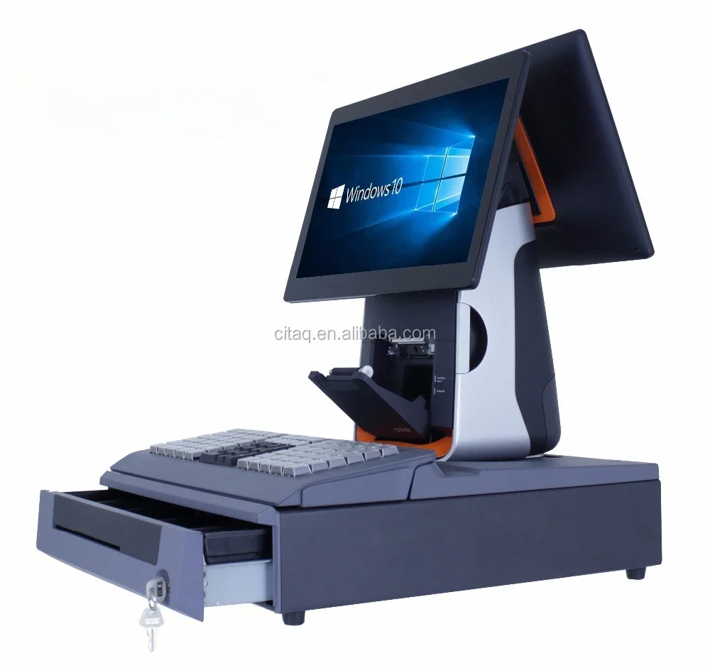 

CITAQ T80 Терминальное оборудование Windows 15 дюймов 6 сенсорных двойных экранов Ресторан/Киоск для кассового аппарата/Maquina TPV
