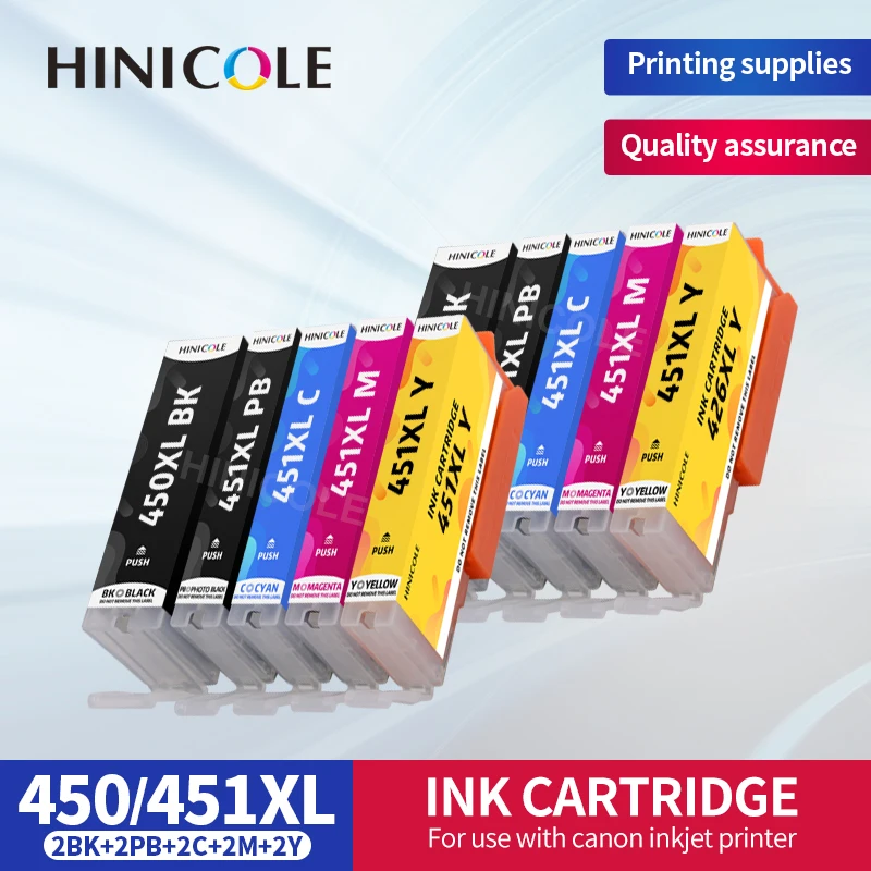 HINICOLE PGI 450 451 XL Ink Cartridge Compatible For Canon 450XL Use PIXMA MG5440 MG6340 MX924 MG7140 MG6440 MG5540 Printer