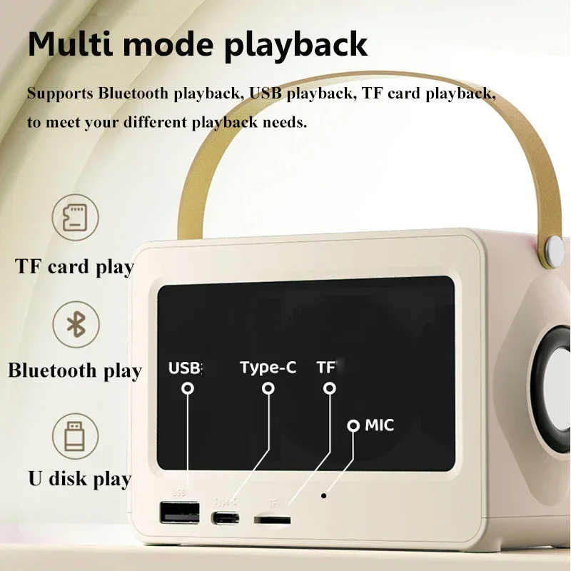 ポータブルBluetoothレトロスピーカー,サウンドバー,hifiステレオ,サブウーファー,ワイヤレスmp3,マイク付き音楽プレーヤー,TFカードサポート,USB再生
