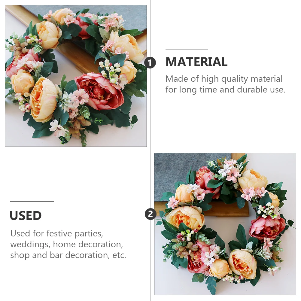 

Artificial Peony Wreath Garland nament for Wedding Party Home Decor Eco Friendly Long Lasting Festive Hanging Adornment