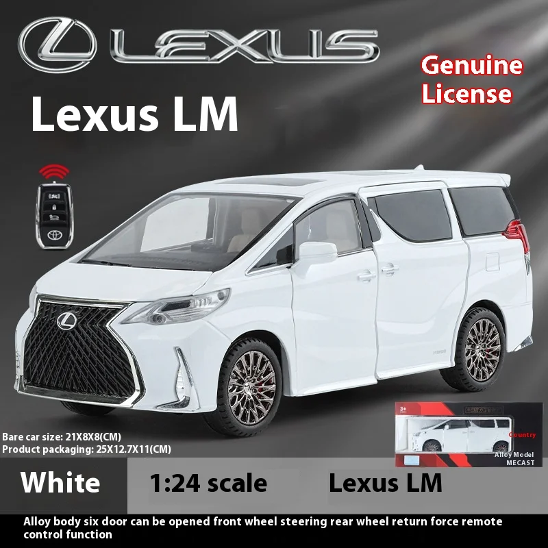 Lexus LM3 alloy car model Hongsen Zhiguan 1-24 key remote control version with multiple doors to pull back acousto-optic collect