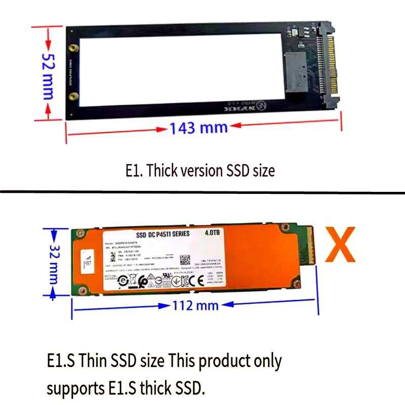 P5801X EDSFF E1. S Thick SSD to NVMe M.2 Expansion Adapter