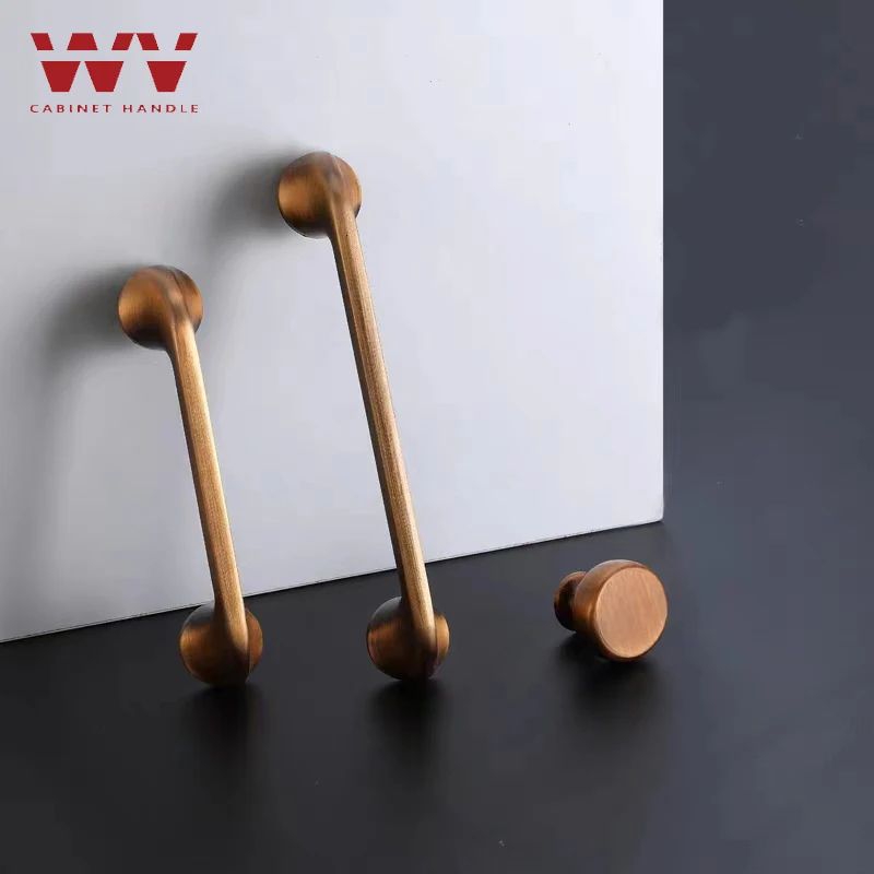 

WV Yellow Bronze Furniture Handle Vintage American Style Brass Kitchen Drawer Cabinet Knobs Door Pulls Furniture Hardware