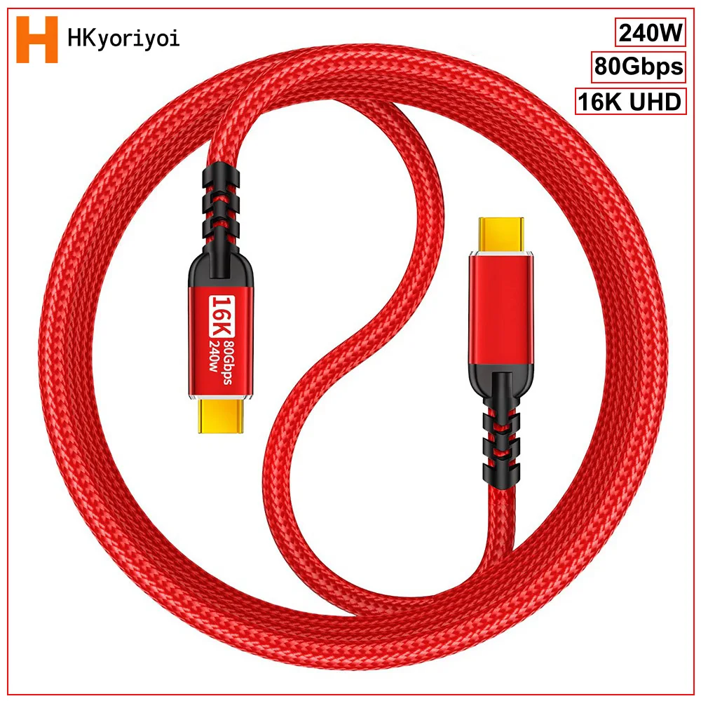 USB4 80Gbps USB C Cable 16K UHD Video 240w PD3.1 Fast Charging Compatible with Thunderbolt 5/4/3 For Macbook For iPhone 17 SSD