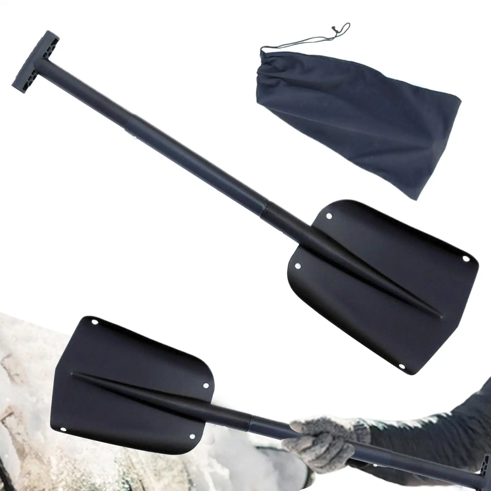 Detachable Telescopic Winter Snow Ice Shovel Portable Aluminum Alloy Snow Shovel Outdoor Courtyard Garden Cleaning Tool