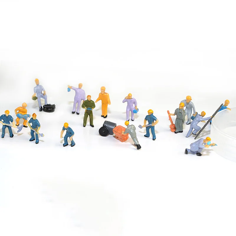 HO-Maßstab 1:87 Eisenbahnarbeiter-Modell Harzfigur Sandtisch-Baustellen-Dekor Mini-Menschen-Modellbausätze 15 Stück/Set – Detail 3