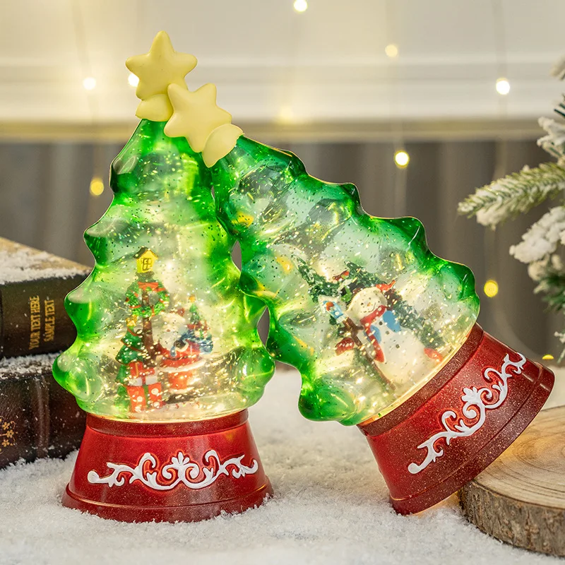 

Musical Christmas Tree Decor with Falling Snow LED Lights Holiday Ornament for Xmas Party Decoration