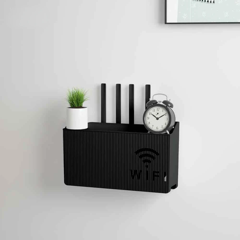 Bins Wall-mounted Router Box Office Media Decor Console Wifi Wifi Box Wireless Storage Boxes Rack Bracket Hangings Wall Shelf