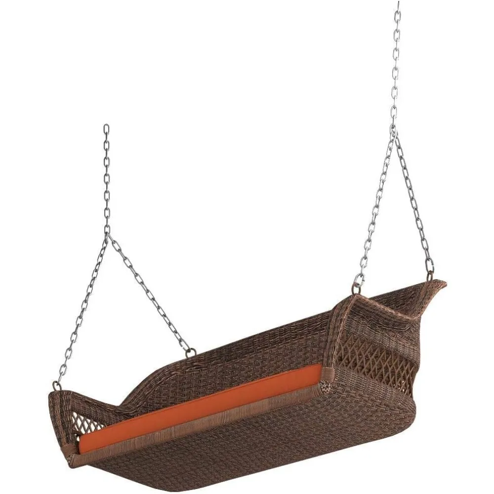 Columpio de mimbre para porche con cojín