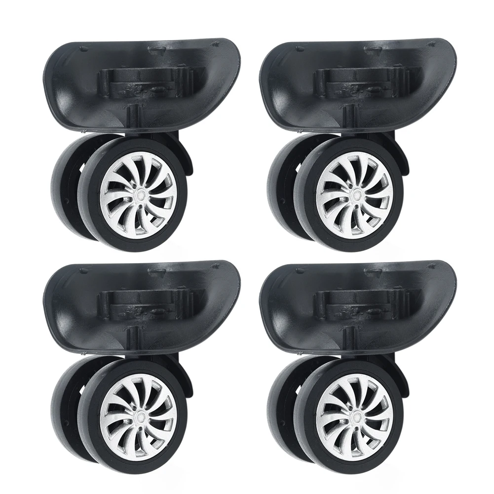 2pair Car Replacement Luggage Suitcase Swivel Caster Wheels Black Plastic Dual Roller Wheels Swivel Casters Automobile Parts