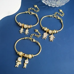 New Popular Boys Girls Character Theme Charms Snake Chain Bracelet For Women Inlaid Shiny Zircon Birthday Party Jewelry Gifts