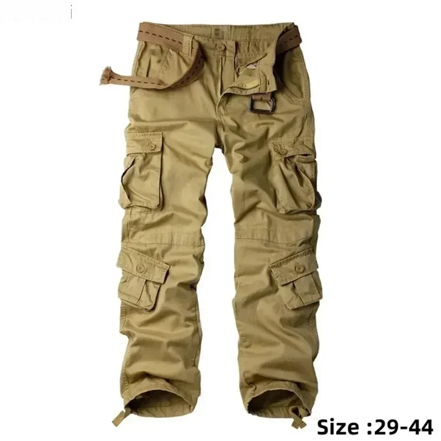 Men's Cotton Cargo Pants Fashion Eight Pockets Sport Trousers Pants Male Oversize Loose Straight Streetwear Pants for Men