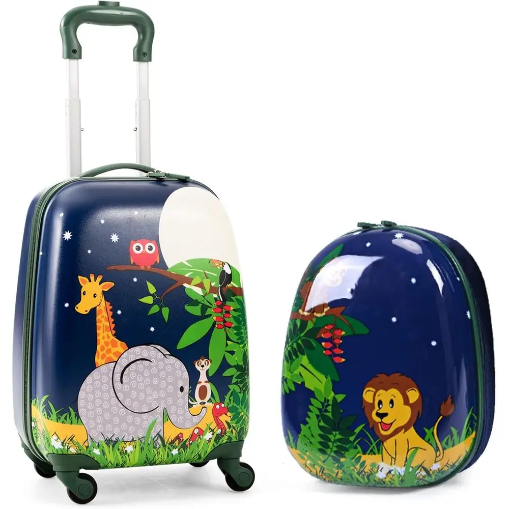 

12 Travel Backpack & 16 Spinner Suitcase Set for Kids, Jungle Theme
