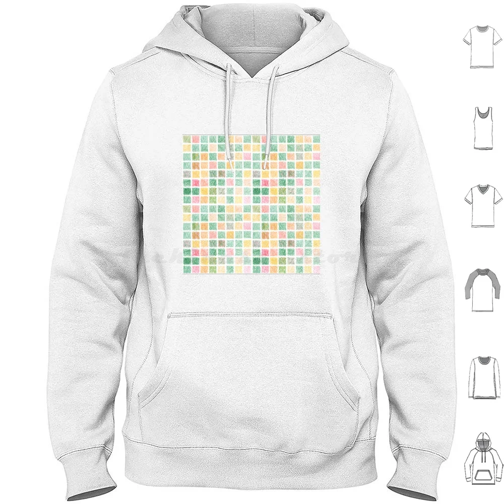 Scribbly Squares-Green And Yellow Hoodies Long Sleeve Green Yellow Green And Yellow Abstract Pattern Abstract Art