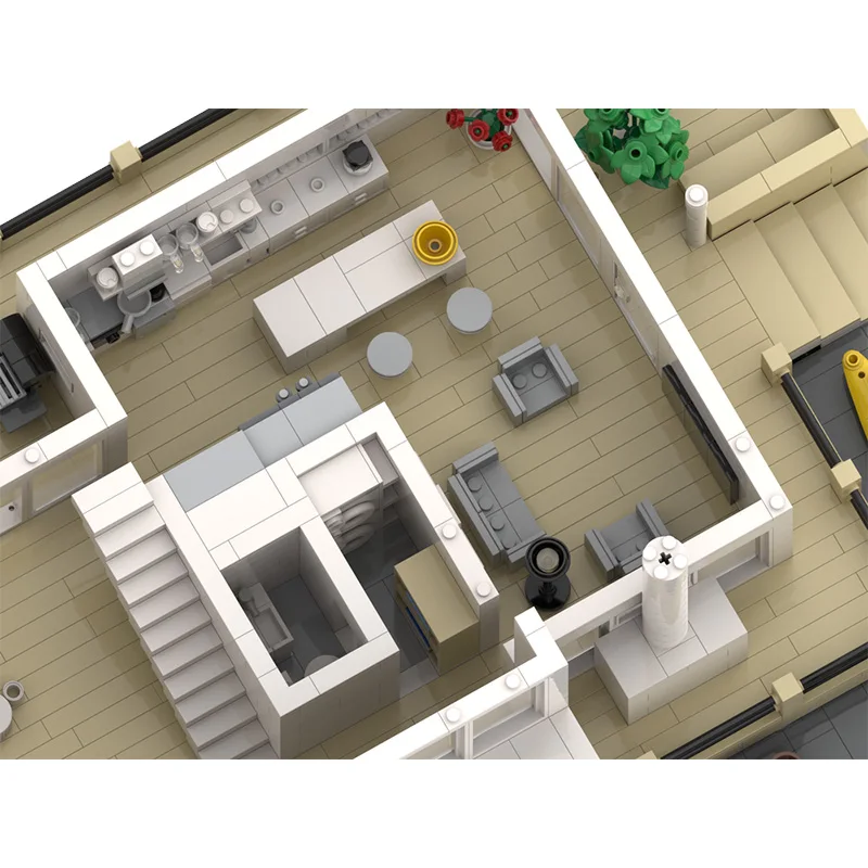 3314 Piezas, Construcción de la Casa de la Isla de Fuego de Richard Meier, MOC, Bloques de Construcción Modulares Personalizables, Juguete de Ensamblaje Simple para Niños, Regalo