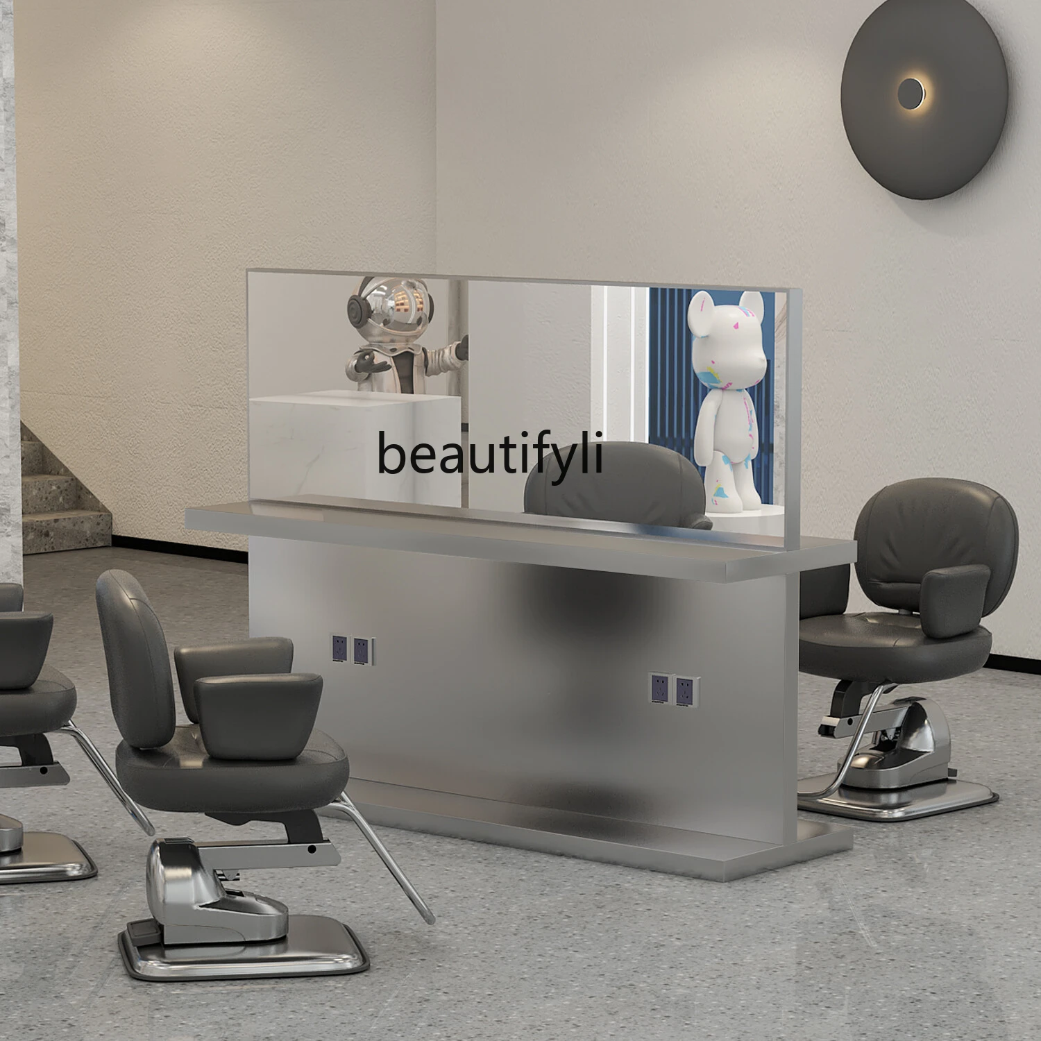 Barber shop mirror table, special hair shop new hair cutting mirror single and double sided, perm and dyeing area