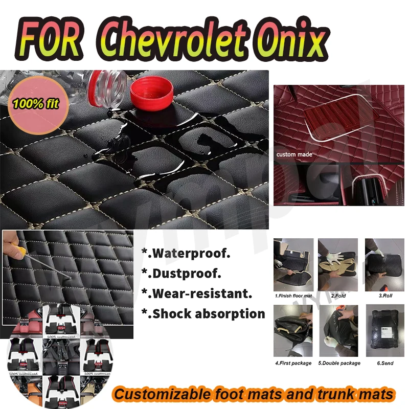 

LUXURY Custom Auto Luxury Leather Car Floor Mat For Chevrolet Onix 2015 2016 2017 2018 Car Mat Full Set