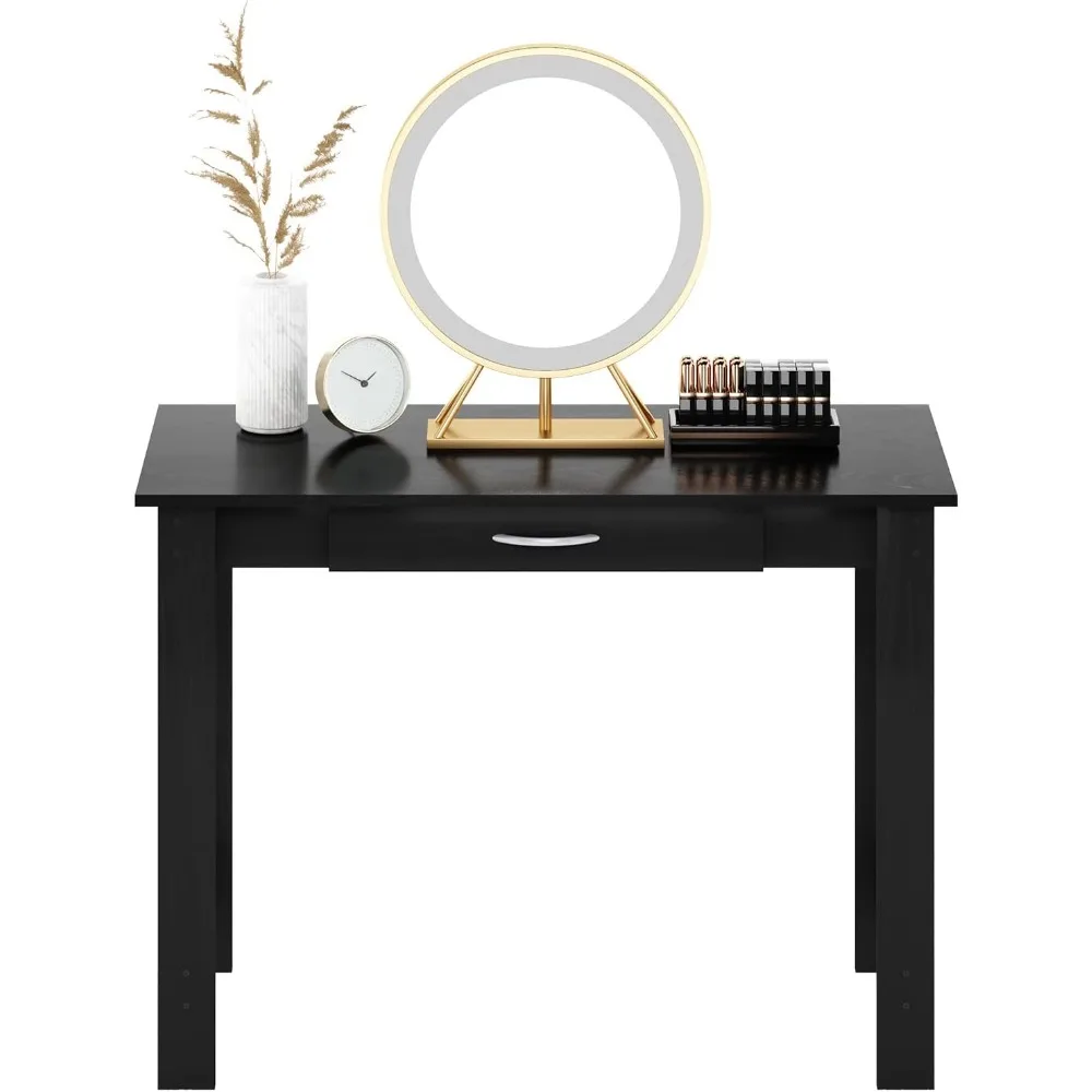 مكتب كتابة كبير مع درج، أثاث المكاتب المنزلية الحديثة لغرفة الدراسة، لمسة نهائية من الخشب الأسود #6