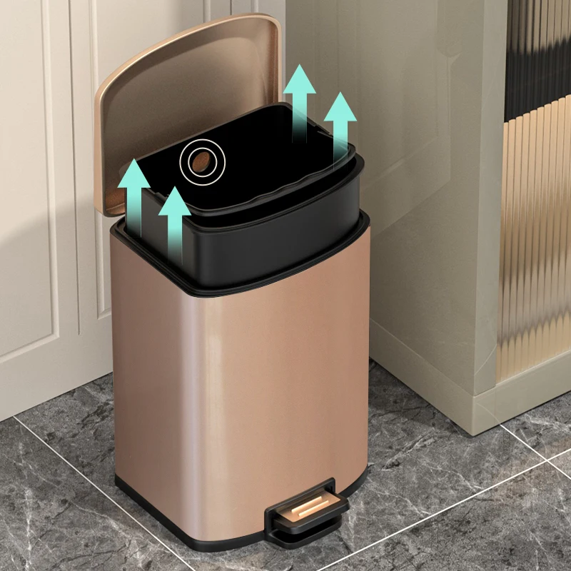 Foot Pedal Trash Can with Pedal Lid, Luxury Trash Can for Kitchens, Bathroom Wastebasket, Large Capacity Garbage, 9L, 12L