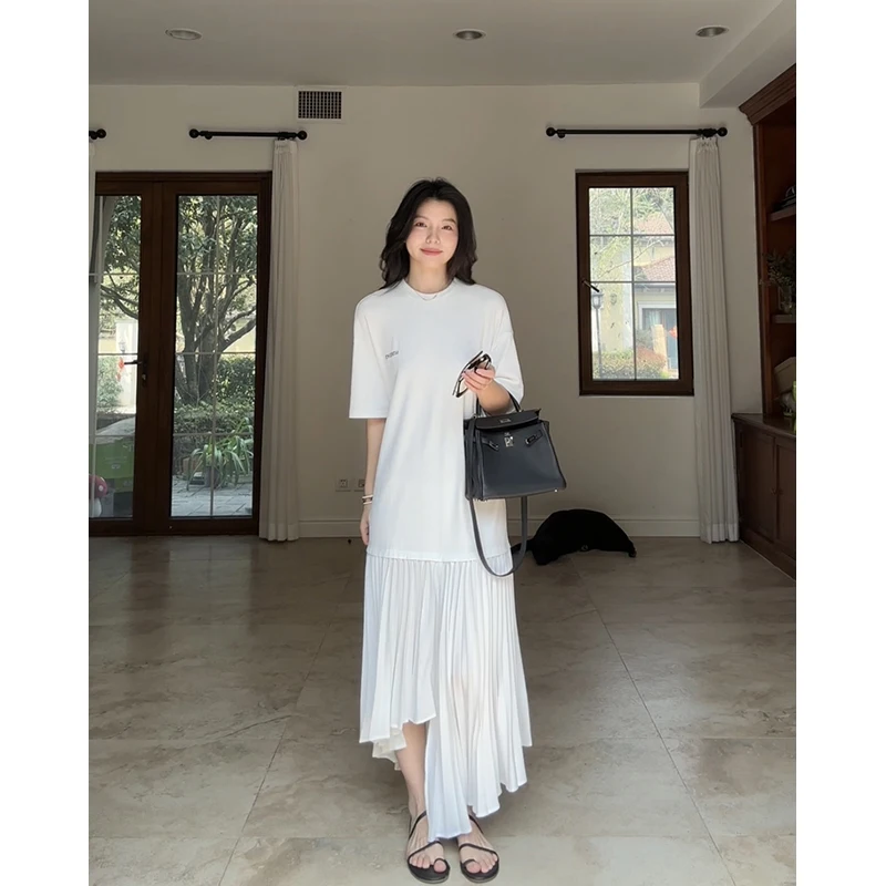 

Повседневная асимметричная юбка из смесового хлопка с принтом и лоскутным дизайном, с высокой талией, А-силуэт, весенняя коллекция, женская