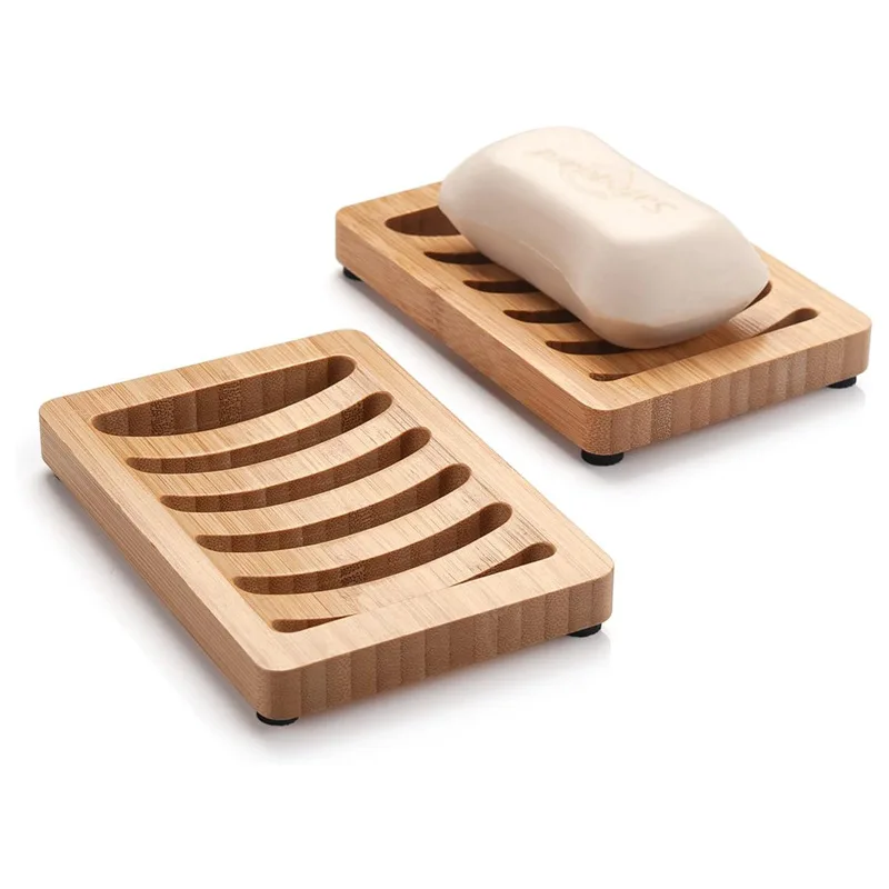 

200Pcs Soap Box Natural Bamboo Dishes Bath Soap Holder Bamboo Case Tray Wooden Prevent Mildew Drain Box Bathroom Washroom Tools