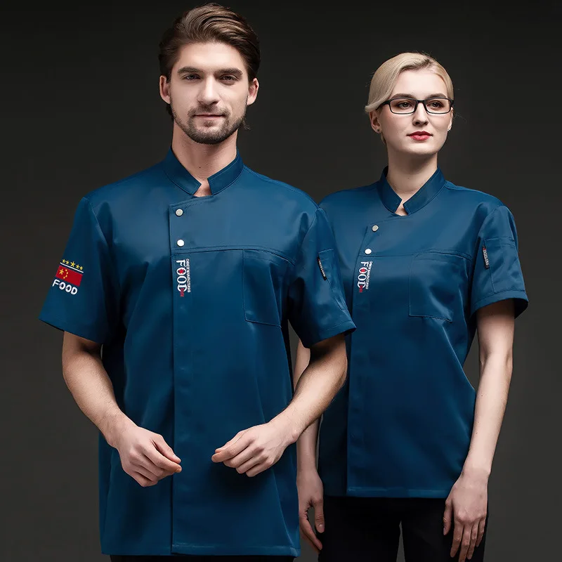 

Рабочая одежда для барбекю-ресторанов, пекарен, столовых, кухонь, дышащая униформа для поваров, мужская одежда для отелей и ресторанов с коротким рукавом