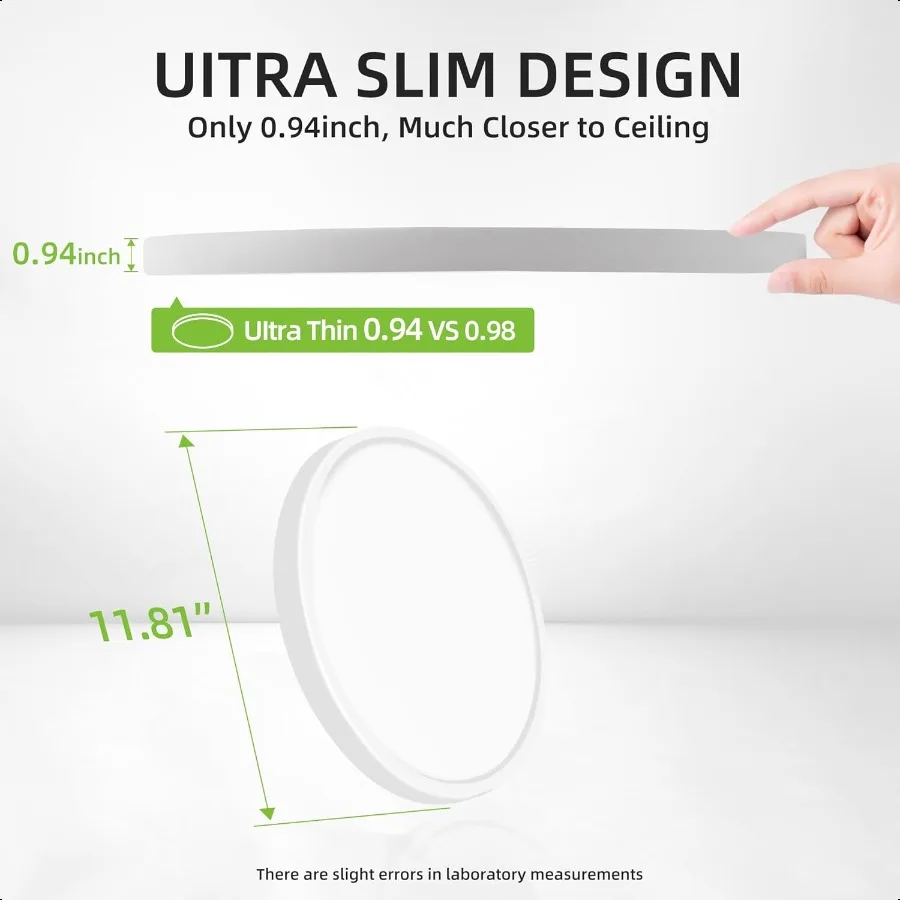 2 Pack 12 Inch Selectable CCT LED Round Flat Panel Light 24W 3000K 4000K 5000K EdgeLit Flush Mount Ceiling Light Fixture for Ki