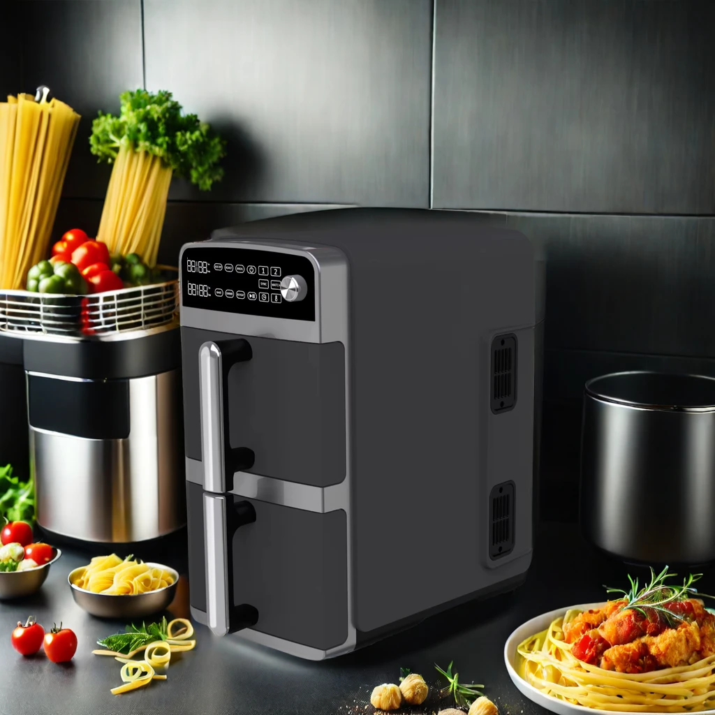 High Quality Stainless Steel Electric Digital Vertical 10L Double Stack Air Fryer Dual Basket Machine Multifunctional Wholesale