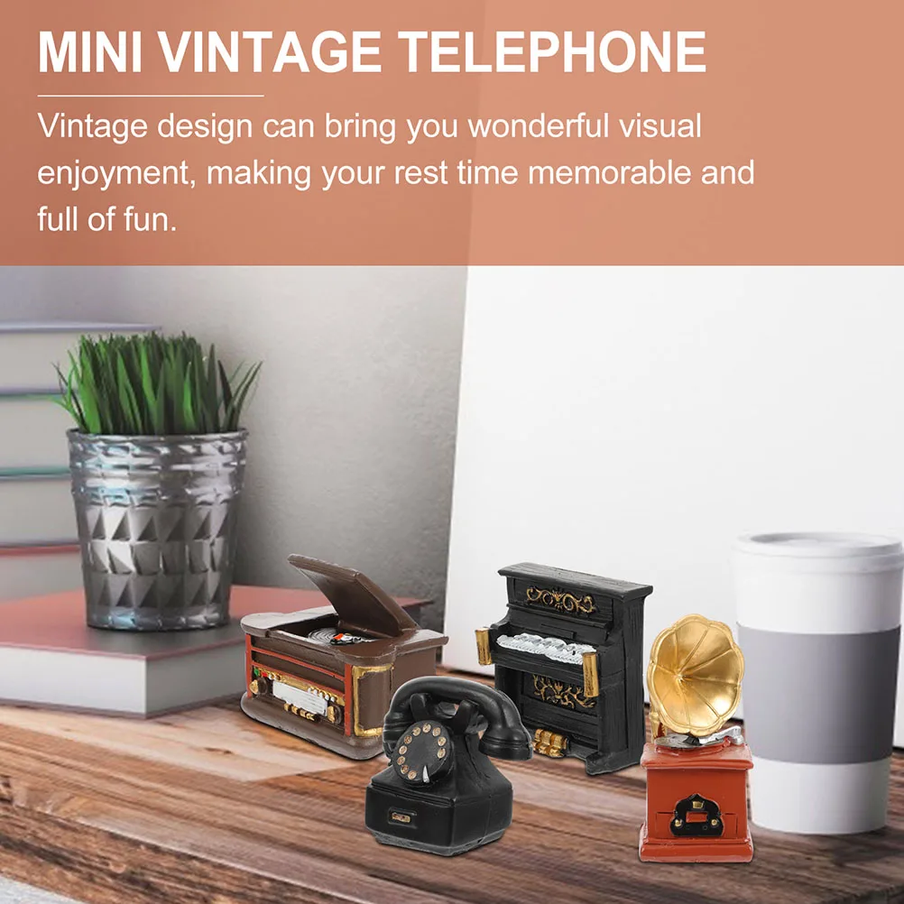 

3 шт., винтажное мини-ретро пианино, мини-плеер, граммофон, украшение стола, компактный домашний декор, компактный домашний декор, украшение стола