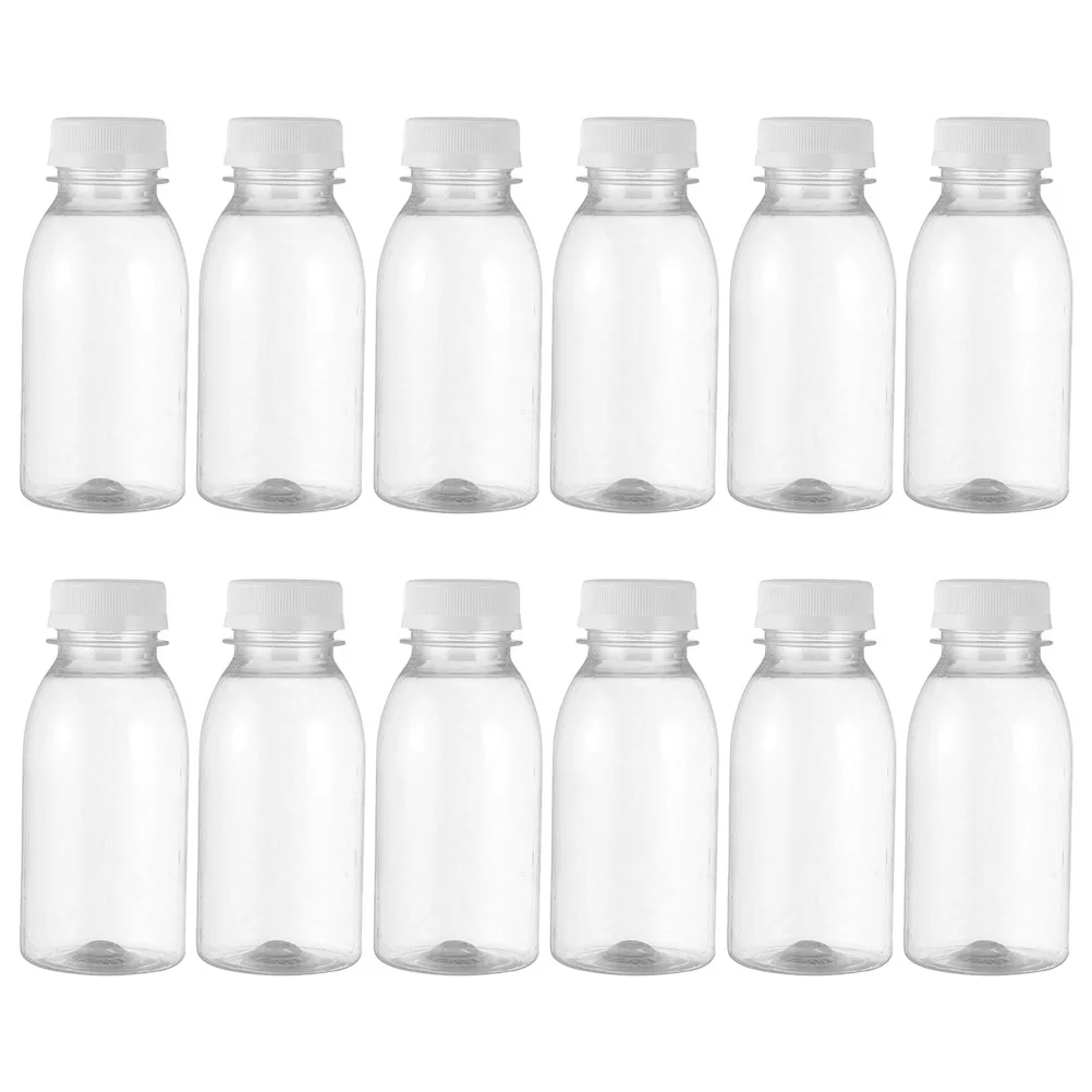 12 Pcs Juice Containers Milk Bottle Yogurt Clear Beverage Bottles Plastic Transparent Cold for Juicing Travel