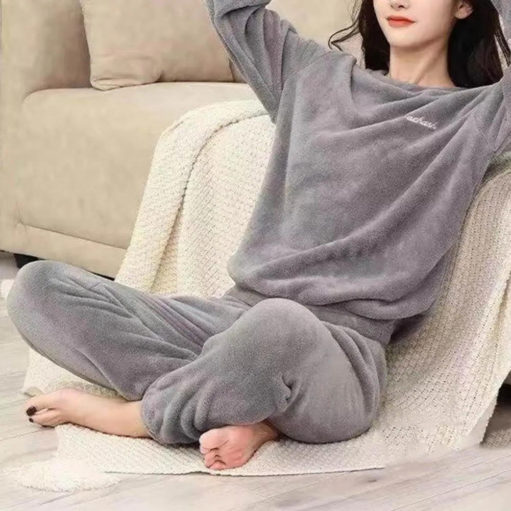 Winter flannel pajamas for women Fleece Pajamas Sleepwear Homewear Thick Warm Velvet Female Suit Fall Sweatshirt Ladies Pyjama