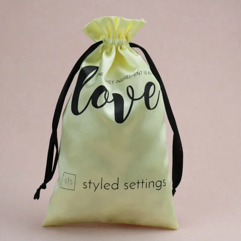 

Custom Logo Silk Satin Hair Jewelry Gift Bags Satin Drawstring Earring Ring Packaging Organizer Pouch Wedding Favor Candy Bag