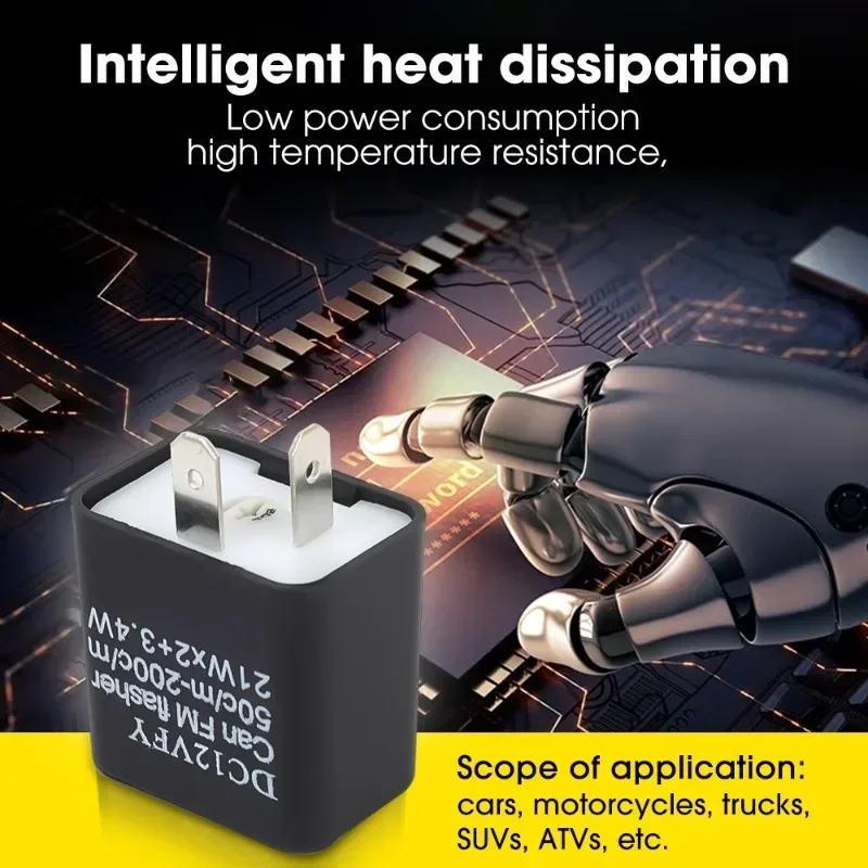 Motocicleta LED ajustável turn signal flasher, relé de controle, lâmpada controlador, regulador, DC12VFY