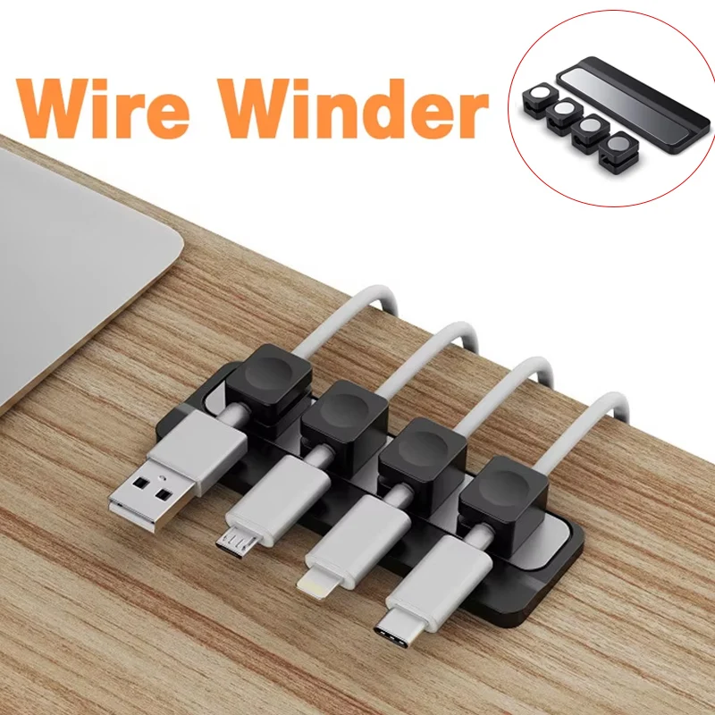 Magnetic Cable Clips Cable Smooth Adjustable Cord Holder Under Desk Cable Management & Pad Wire Keeper Cable Organizer Holder