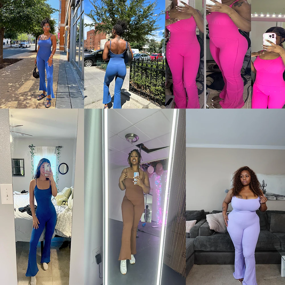 Slim Bodysuit Sleeveless Square Neck Bodycon Rompers Overalls One Piece Outfit Street Wear Ladies Gym Clothings Solid Jumpsuits